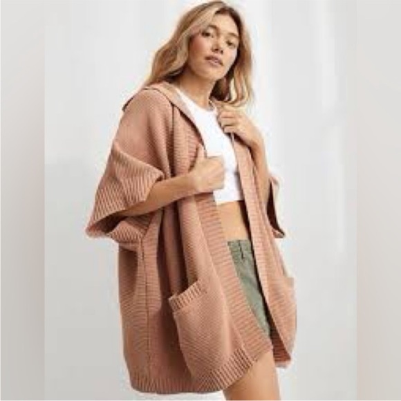 aerie Sweaters - Aerie Women's Chunky Open Knit Cardigan Sweater XS/Small Camel Brown Oversized